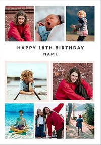 Tap to view 8 Photo Upload 18th Birthday Card