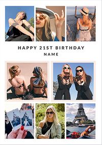 Tap to view Happy 21st Birthday 8 Photo Upload Card