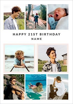 Photo of 8 Photo Upload 21st Birthday Card