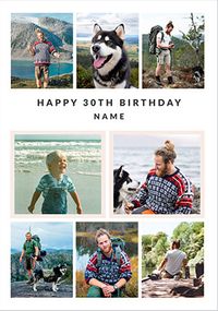 Tap to view 8 Photo Upload 30th Birthday Card
