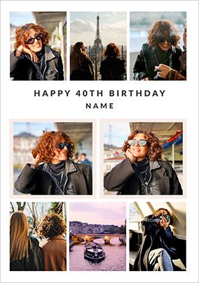 Photo of Happy 40th Birthday 8 Photo Upload Card