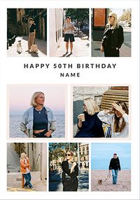 Tap to view Happy 50th Birthday 8 Photo Upload Card