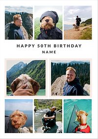 Tap to view 50th Birthday 8 Photo Upload Card