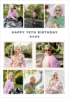 Happy 70th Birthday 8 Photo Upload Card
