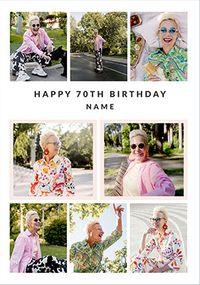 Tap to view Happy 70th Birthday 8 Photo Upload Card