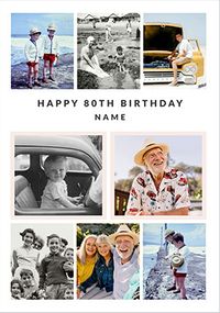Tap to view 80th Birthday 8 Photo Upload Card