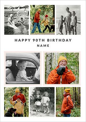 Photo of 90th Birthday 8 Photo Upload Card