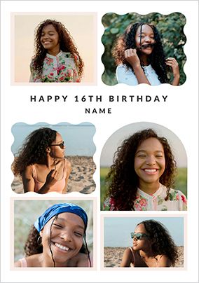 Photo of 16th Birthday Happy Momento 6 Photo Card