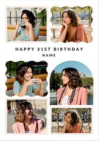 Tap to view 21st Birthday Happy Momento 6 Photo Card