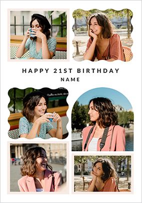 Photo of 21st Birthday Happy Momento 6 Photo Card