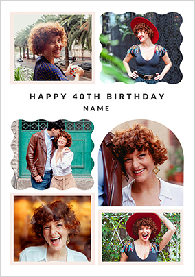 40th Birthday Happy Momento 6 Photo Card