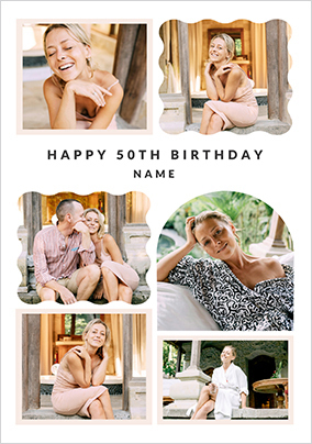 50th Birthday Happy Momento 6 Photo Upload Card