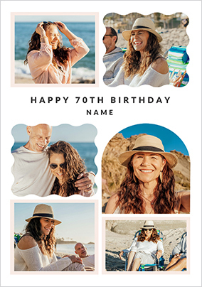 70th Birthday Happy Momento 6 Photo Upload Card