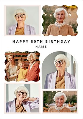 Photo of 80th Birthday Happy Momento 6 Photo Upload Card