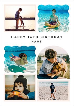 Photo of 16th Birthday Happy Momento 6 Photo Upload Card