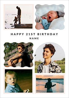 Photo of 21st Birthday Happy Momento 6 Photo Upload Card