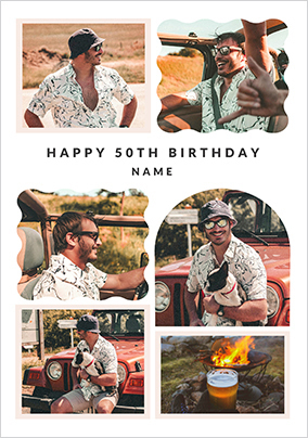 50th Birthday Happy Momento 6 Photo Card