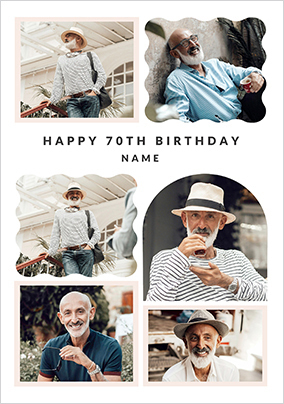 70th Birthday Happy Momento 6 Photo Card
