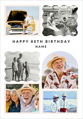80th Birthday Happy Momento 6 Photo Card