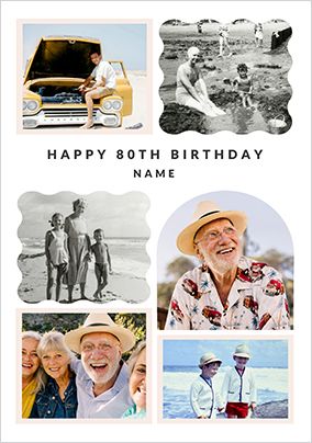 Photo of 80th Birthday Happy Momento 6 Photo Card