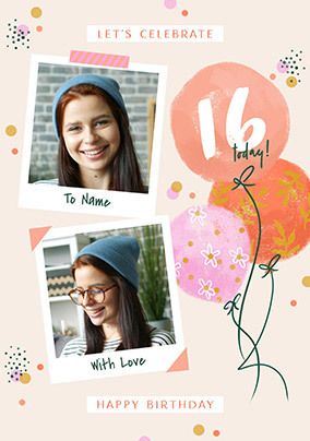 Photo of 16th Birthday Polaroid Photo Upload Card