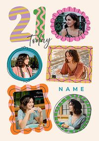 Tap to view 21st Birthday Pink Frames 5 Photo Upload Card