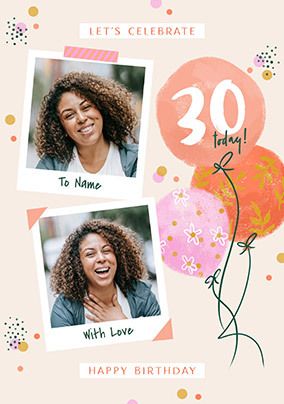 Photo of 30th Birthday Pink Polaroid Photo Upload Card