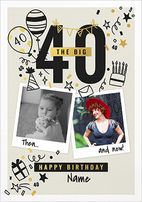 The Big 40th Birthday Polaroid Photo Upload Card
