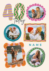 Tap to view 40th Birthday Pink Frames 5 Photo Upload Card