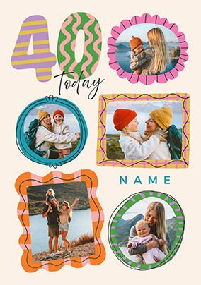 Photo of 40th Birthday Pink Frames 5 Photo Upload Card