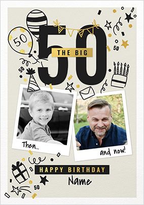 Photo of The Big 50th Birthday Polaroid Photo Upload Card