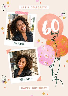 Photo of 60th Birthday Pink Polaroid Photo Upload Card