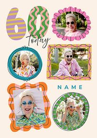 Tap to view 60th Birthday Pink Frames 5 Photo Upload Card