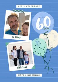 Tap to view 60th Birthday Blue Polaroid Photo Upload Card