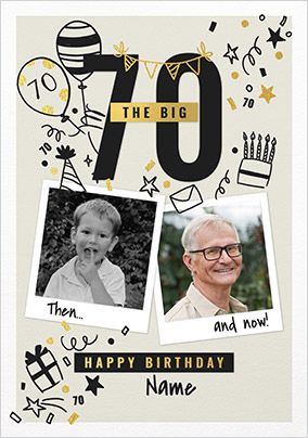 Photo of The Big 70th Birthday Polaroid Photo Upload Card