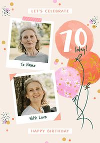 Tap to view 70th Birthday Pink Polaroid Photo Upload Card