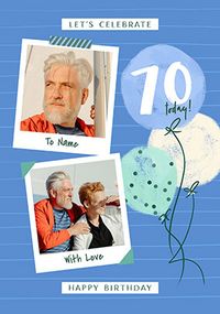 Tap to view 70th Birthday Blue Polaroid Photo Upload Card