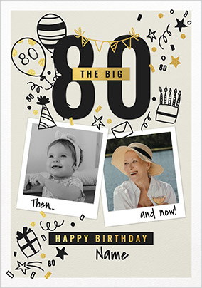 The Big 80th Birthday Polaroid Photo Upload Card