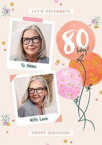 Tap to view 80th Birthday Pink Polaroid Photo Upload Card