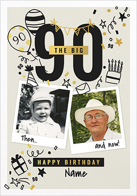 The Big 90th Birthday Polaroid Photo Upload Card