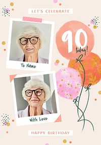 Tap to view 90th Birthday Pink Polaroid Photo Upload Card