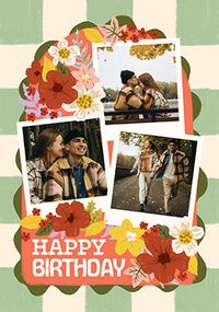 Tap to view Autumn Floral 3 Photo Polaroid Birthday Card