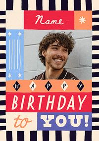 Tap to view Typographic Photo Upload Birthday Card
