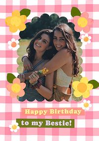 Tap to view Gingham Border Bestie Photo Birthday Card