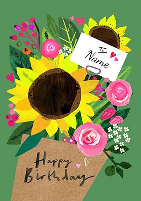 Photo of Personalised Sunflower Bouquet Birthday Card