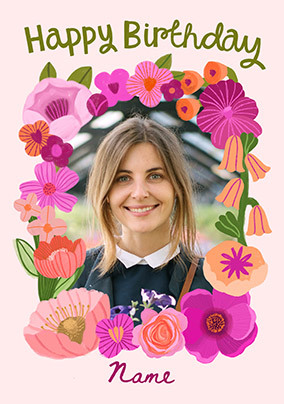 Kate Merritt Floral Birthday Photo Card