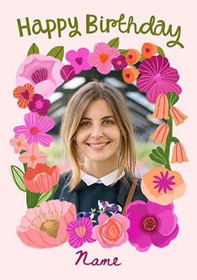Photo of Kate Merritt Floral Birthday Photo Card