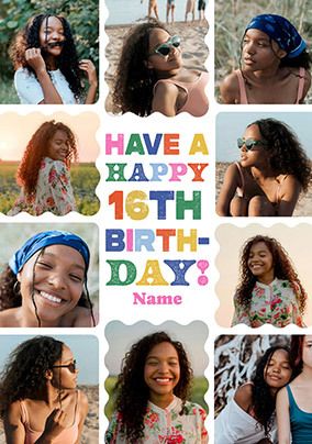 Photo of Happy 16th Birthday Girls 10 Photo Upload Card