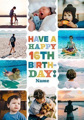 Photo of Happy 16th Birthday Male 10 Photo Upload Card