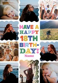 Tap to view Happy 18th Birthday Female 10 Photo Upload Card